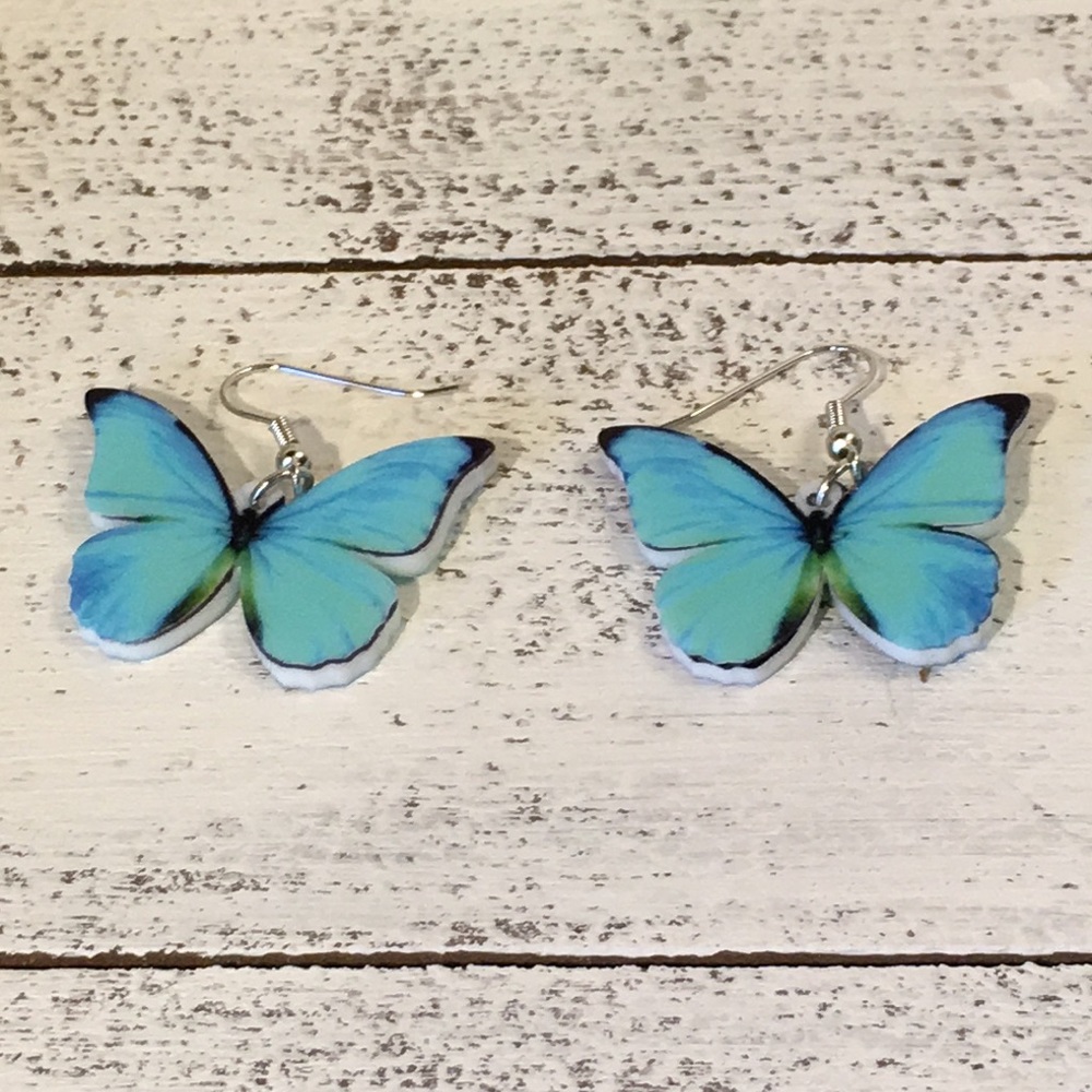 Acrylic Butterfly Earrings - Picture 3 of 8